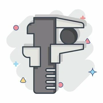 Icon Caliper. related to Building Material symbol. comic style. simple desi.. Ilustración de archivo