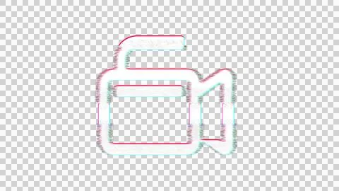 Icon camcorder is distorted. Glitch. Noise, chromatic aberration, geometric Stock Illustration