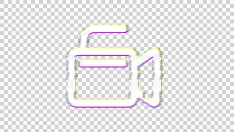 Icon camcorder is distorted. Glitch. Noise, chromatic aberration, geometric Stock Illustration