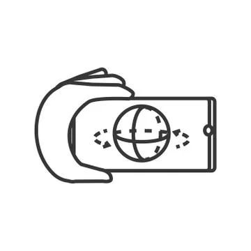 Icon of camera 360 degrees, virtual tour line detailed Stock Illustration