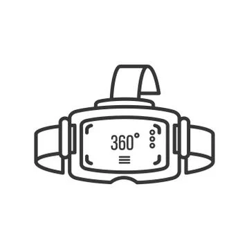 Icon of camera 360 degrees, virtual tour line detailed Stock Illustration