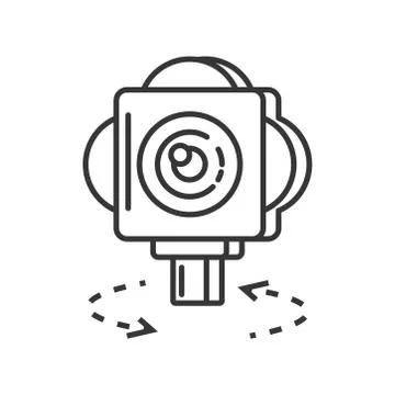Icon of camera 360 degrees, virtual tour line detailed Stock Illustration