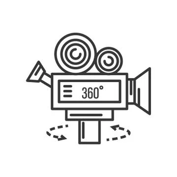 Icon of camera 360 degrees, virtual tour line detailed Stock Illustration