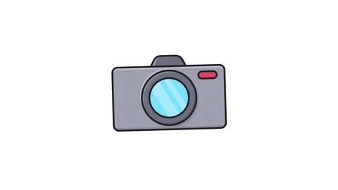 Icon of a camera on a blue background, representing photography or visual m.. Stock Footage 335259305