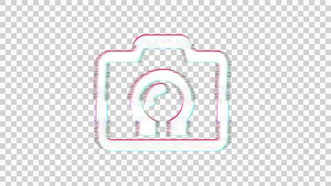 Icon camera is distorted. Glitch. Noise, chromatic aberration, geometric Stock Illustration