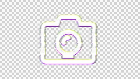 Icon camera is distorted. Glitch. Noise, chromatic aberration, geometric Stock Illustration
