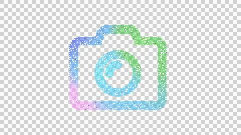 Icon camera is made up of LED square shapes. There are bright diodes and there Illustrazione stock