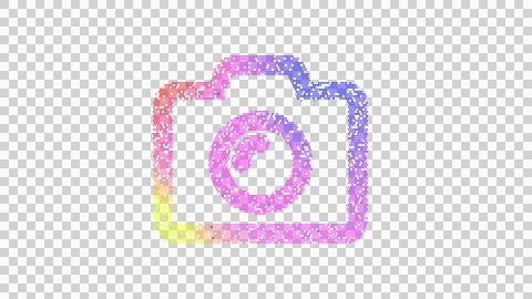 Icon camera is made up of LED square shapes. There are bright diodes and there Illustrazione stock