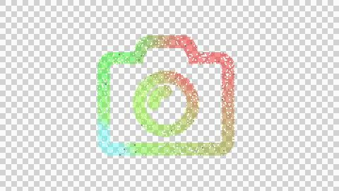 Icon camera is made up of LED square shapes. There are bright diodes and there Illustrazione stock