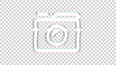 Icon camera retro is distorted. Glitch. Noise, chromatic aberration, geometric Stock Illustration