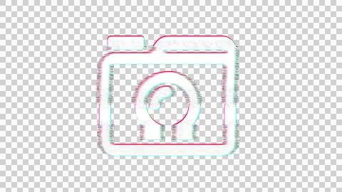 Icon camera retro is distorted. Glitch. Noise, chromatic aberration, geometric Stock Illustration