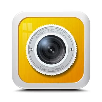 Icon camera yellow isolated on a white background. Vector Stock Illustration