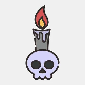 Icon candle. Day of the dead celebration elements. Icons in filled line sty.. Illustrazione stock