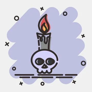 Icon candle. Day of the dead celebration elements. Icons in comic style. Go.. Illustrazione stock