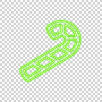 Icon candy cane from the flow of energy of green color. Shimmering neon Stock Illustration