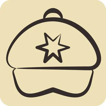 Icon Cap. related to Hat symbol. hand drawn style. simple design editable. .. Stock Illustration