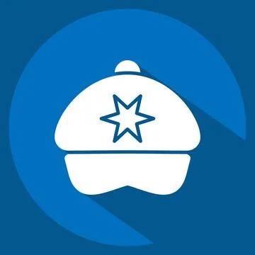 Icon Cap. related to Hat symbol. long shadow style. simple design editable... Stock Illustration