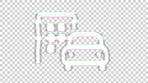 Icon car building is distorted. Glitch. Noise, chromatic aberration, geometric Ilustración de archivo