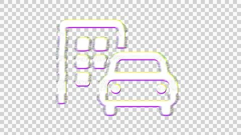Icon car building is distorted. Glitch. Noise, chromatic aberration, geometric Ilustración de archivo