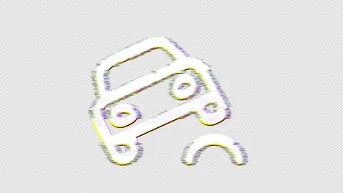 Icon car bump is distorted. Glitch. Noise, chromatic aberration, geometric Stock Footage 305893859