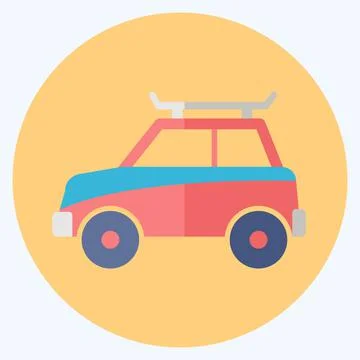 Icon Car - Flat Style - Simple illustration,Editable stroke Stock Illustration