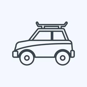 Icon Car - Line Style - Simple illustration,Editable stroke Ilustração Stock