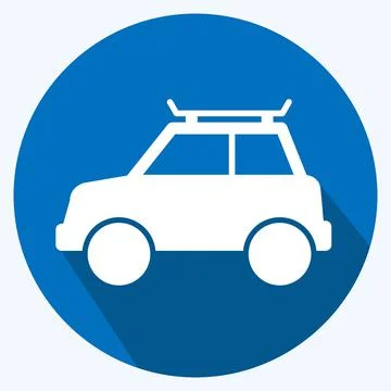 Icon Car - Long Shadow Style - Simple illustration,Editable stroke Stock Illustration