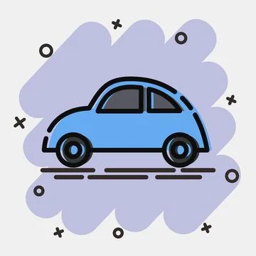 Icon car. Transportation elements. Icons in comic style. Good for prints, p.. Stockillustratie