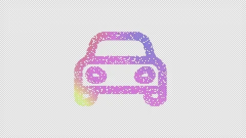 Icon car without mirrors is made up of LED square shapes that shimmer and Stock Footage 291990187