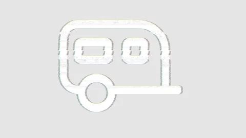 Icon caravan is distorted. Glitch. Noise, chromatic aberration, geometric Vídeo Stock 305893606