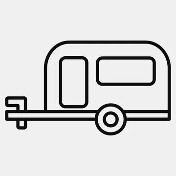 Icon caravan. Transportation elements. Icons in line style. Good for prints.. イラスト素材