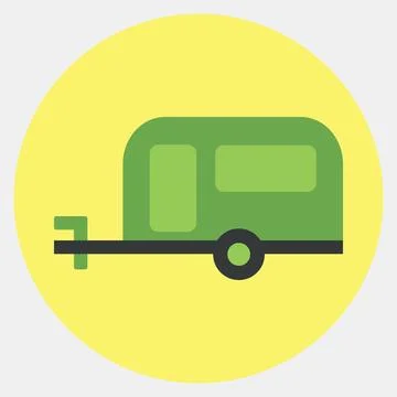 Icon caravan. Transportation elements. Icons in color mate style. Good for .. イラスト素材