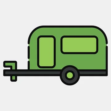 Icon caravan. Transportation elements. Icons in filled line style. Good for.. イラスト素材