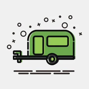Icon caravan. Transportation elements. Icons in MBE style. Good for prints,.. Stock Illustration