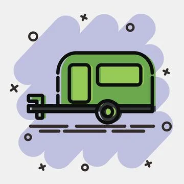 Icon caravan. Transportation elements. Icons in comic style. Good for print.. Stock Illustration