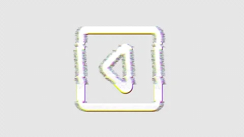 Icon caret square left is distorted. Glitch. Noise, chromatic aberration, Stock Footage 302049309