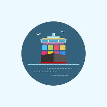 Icon cargo container ship 스톡 일러스트