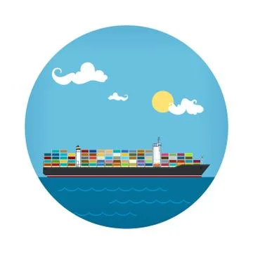 Icon of Cargo Container Ship Stock Illustration