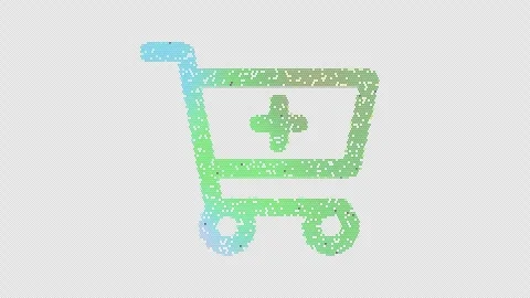 Icon cart plus is made up of LED square shapes that shimmer and flicker. There Stock Footage 291986747