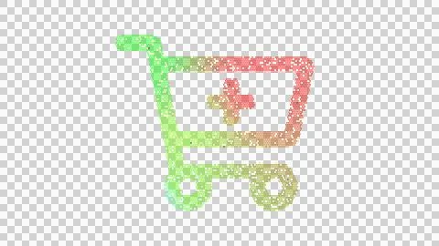 Icon cart plus is made up of LED square shapes. There are bright diodes and Stock-Illustration