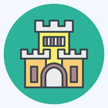 Icon Castle. related to Amusement Park symbol. color mate style. simple des.. Illustrazione stock