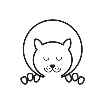 Icon with cat face in black Stock Illustration