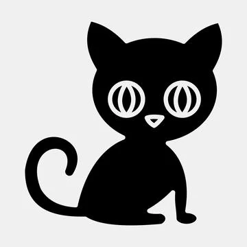 Icon cat. Illustration of halloween elements. Icon in glyph style. Stock Illustration