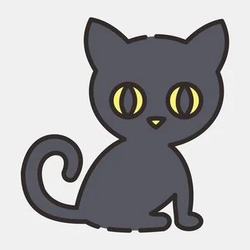 Icon cat. Illustration of halloween elements. Icon in filled line style. Stock Illustration