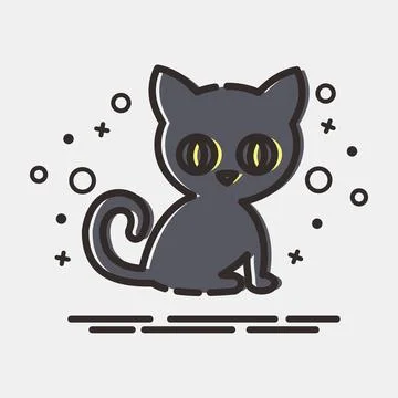 Icon cat. Illustration of halloween elements. Icon in MBE style. Stock Illustration