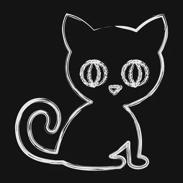 Icon cat. Illustration of halloween elements. Icon in chalk style. Stock Illustration