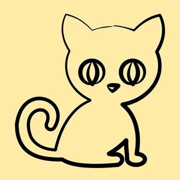 Icon cat. Illustration of halloween elements. Icon in hand drawn style. Stock Illustration