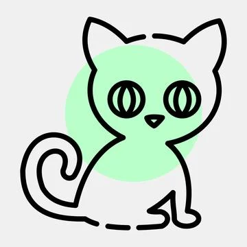 Icon cat. Illustration of halloween elements. Icon in color spot style. Illustrazione stock