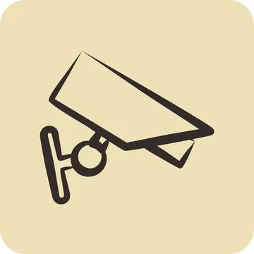 Icon CCTV Camera. suitable for Security symbol. hand drawn style. simple de.. Illustrazione stock