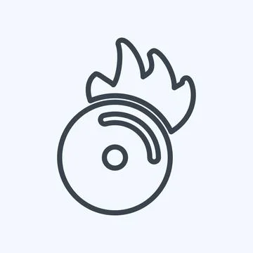 Icon CD on Fire. suitable for music symbol. line style. simple design editabl 스톡 일러스트